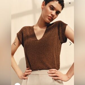 The Fold London Lorne Knitted Top, Chocolate, Sz Small